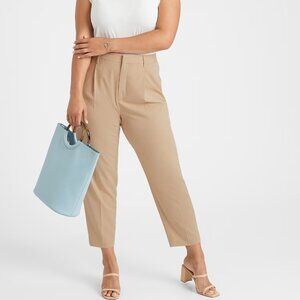 Banana Republic High Rise Tapered Pants Size 00 Petite Womens Beige Pleated